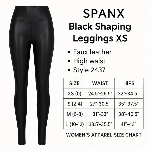 SPANX Faux Leather Shaping Leggings XS High Waist Slimming Control BEST SELLER! - Picture 13 of 13